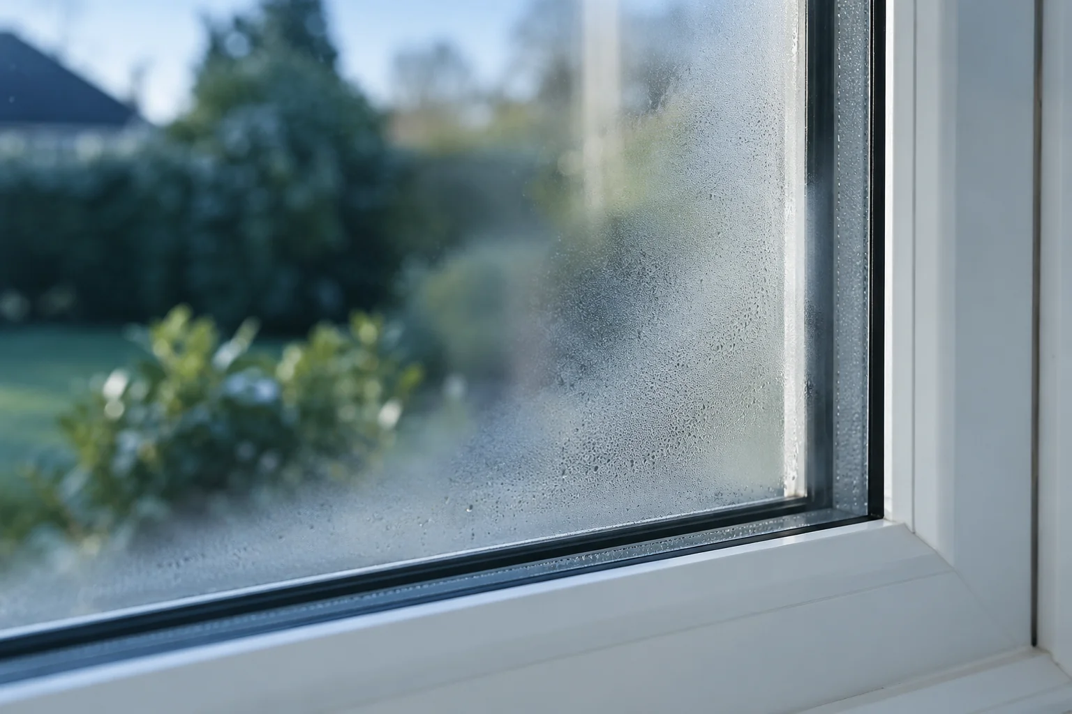 Mist trapped between the panes of a double-glazed window